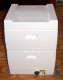 Foto: 14.078: Stekucovací box z polystyrénu (stekucovací podstavec s termostatem 230V/50W, 2 ks polystyrénové nástavky, polystyrénové víko)